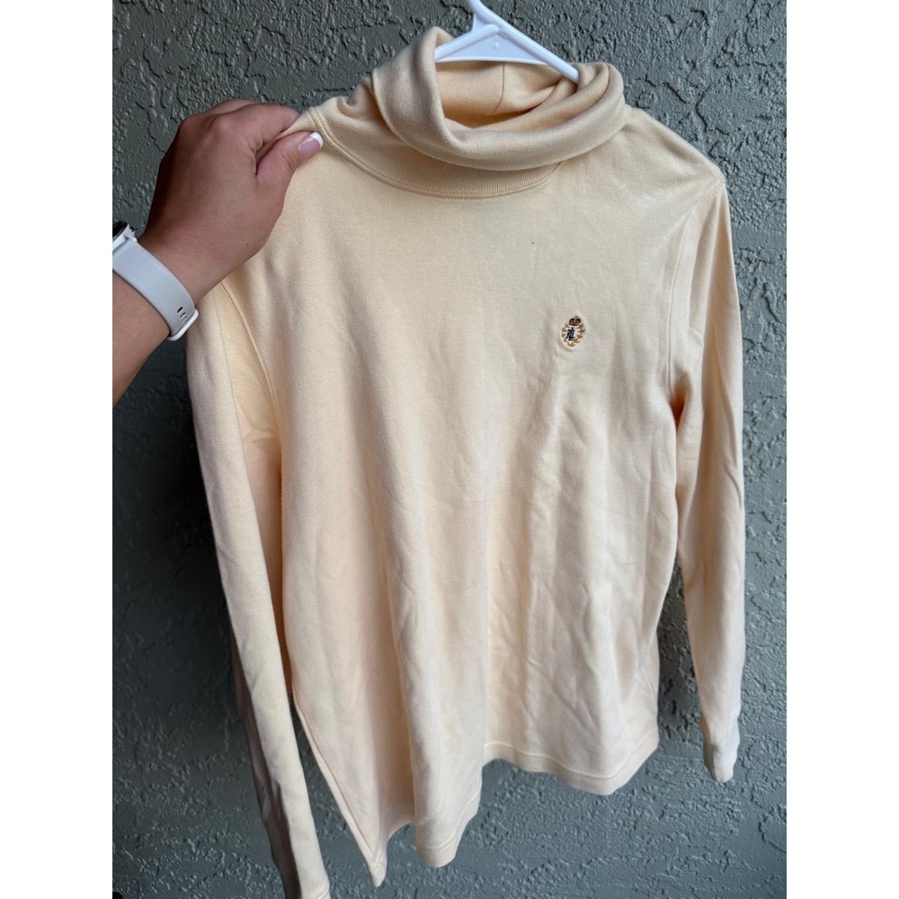 Lauren Ralph‎ Lauren Womens Size L Light Yellow Turtleneck Embroidered